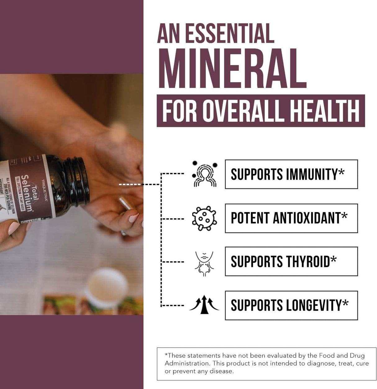 Suplemento Selenio total 200 mcg selenio a base de plantas