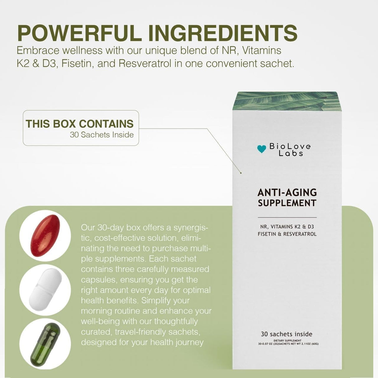 Suplemento NAD+ 3 en 1 Booster: ribósido de nicotinamida NR