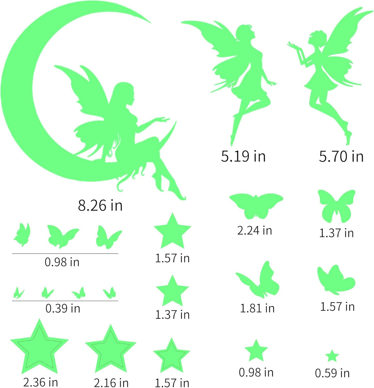 Vinilo decorativo de hadas, Glow in The Dark, luminiscente