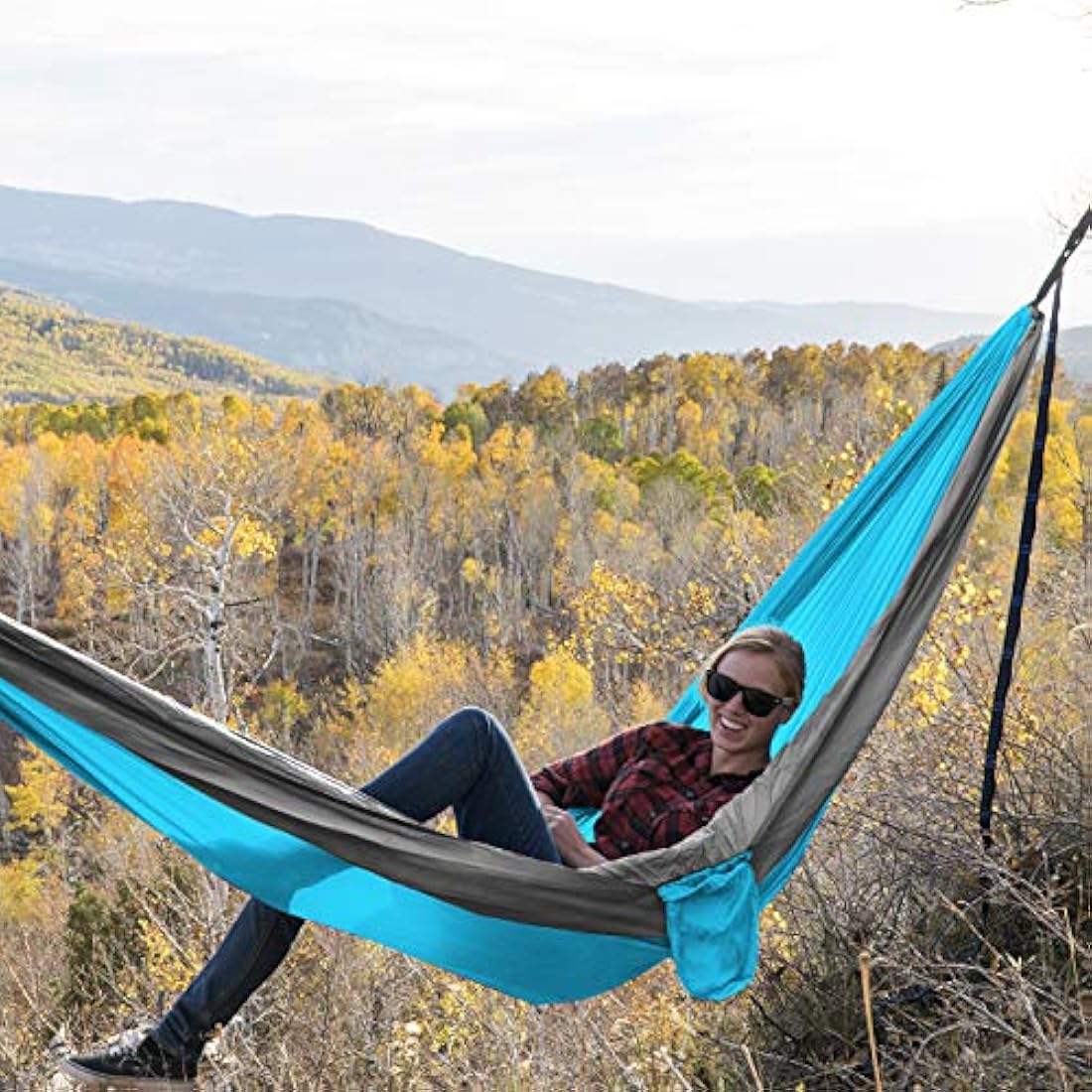 Hamaca portátil doble e individual con 2 correas árboles