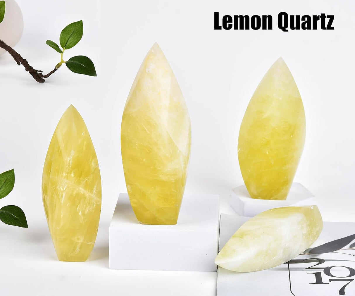 JIC Gem Torre de cristal de cuarzo limón natural en espiral