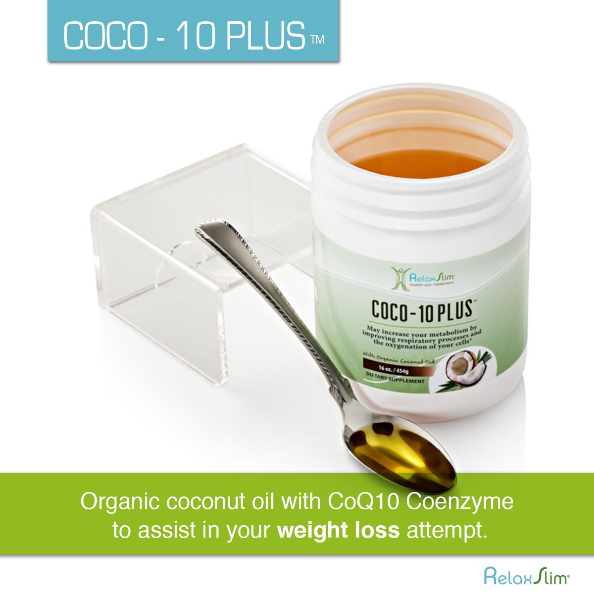 Aceite de coco orgánico `` Super '' RelaxSlim con CoQ10,