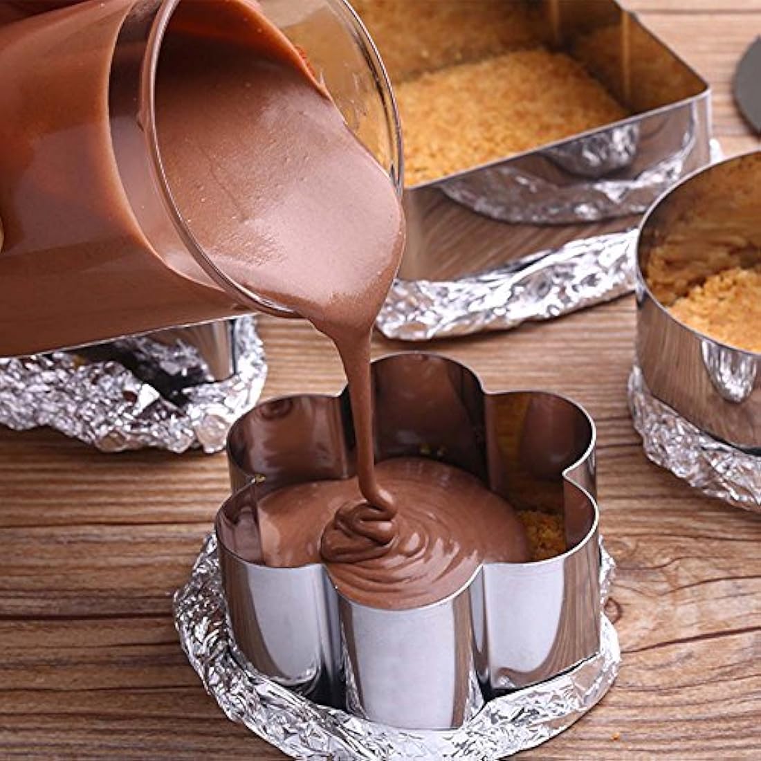 HULISEN Set de 5 anillos para tortas, acero inoxidable