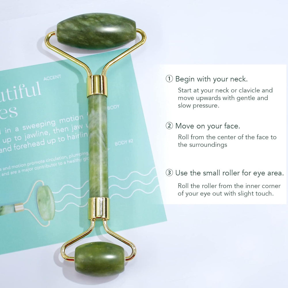 Juego de rodillos de jade y Gua Sha para belleza facial