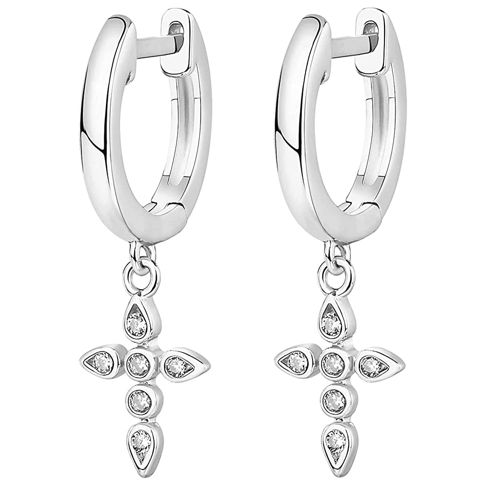 Aretes colgantes de plata chapados en oro para mujer