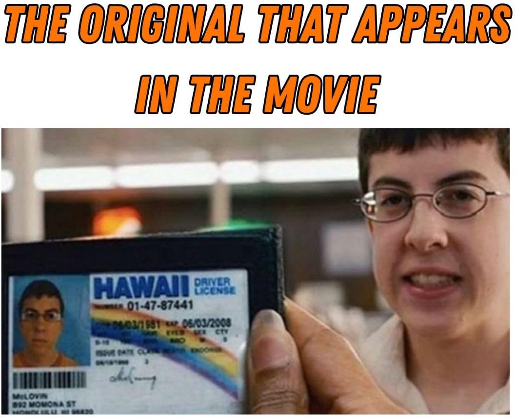Licencia de Conducir Falsa McLovin Doble Cara para Disfraces