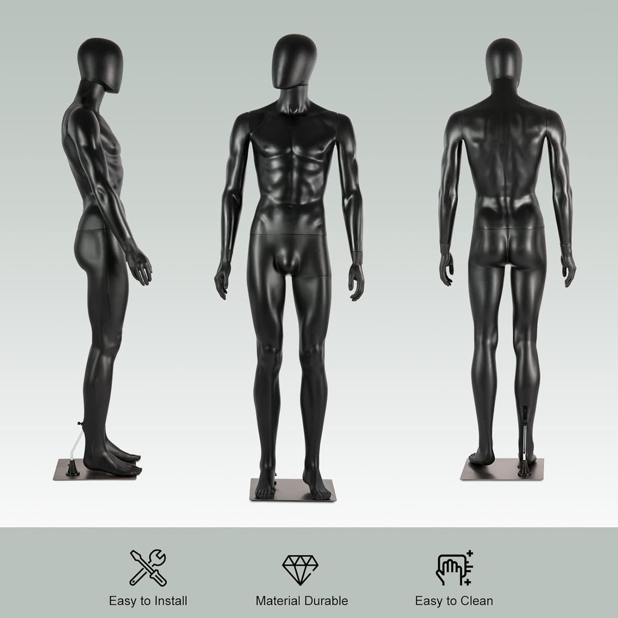 Maniquí Masculino Realista 74 Ajustable con Base Metálica