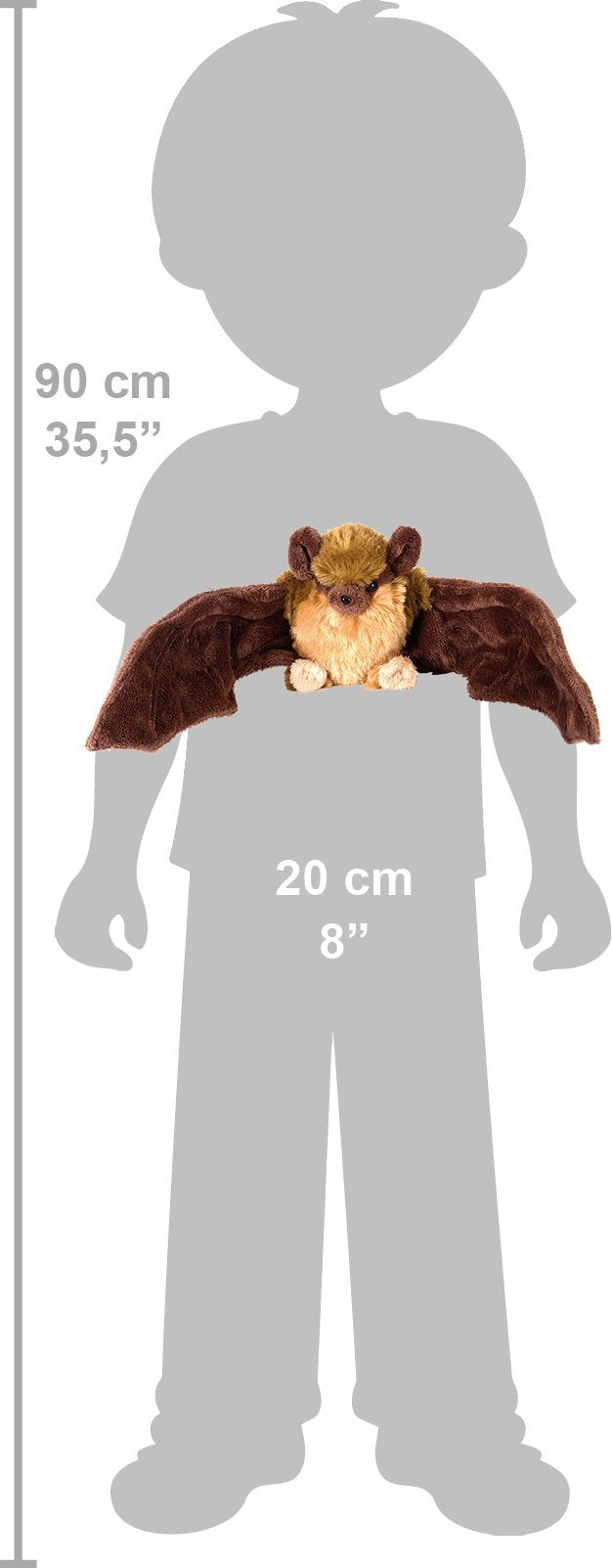 Wild Republic Brown Bat Plush, Peluche, para niños