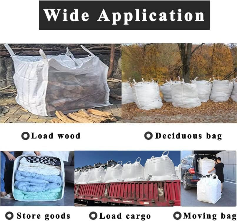 Bolsa FIBC Bolsa a granel Bolsa de basura para patio Bolsa súper bolsa Bolsa de construcción resistente Polipropileno tejido blanco de 100 galones Construcción y desmontaje FIBC ((90* 90* 110/Sello inferior))