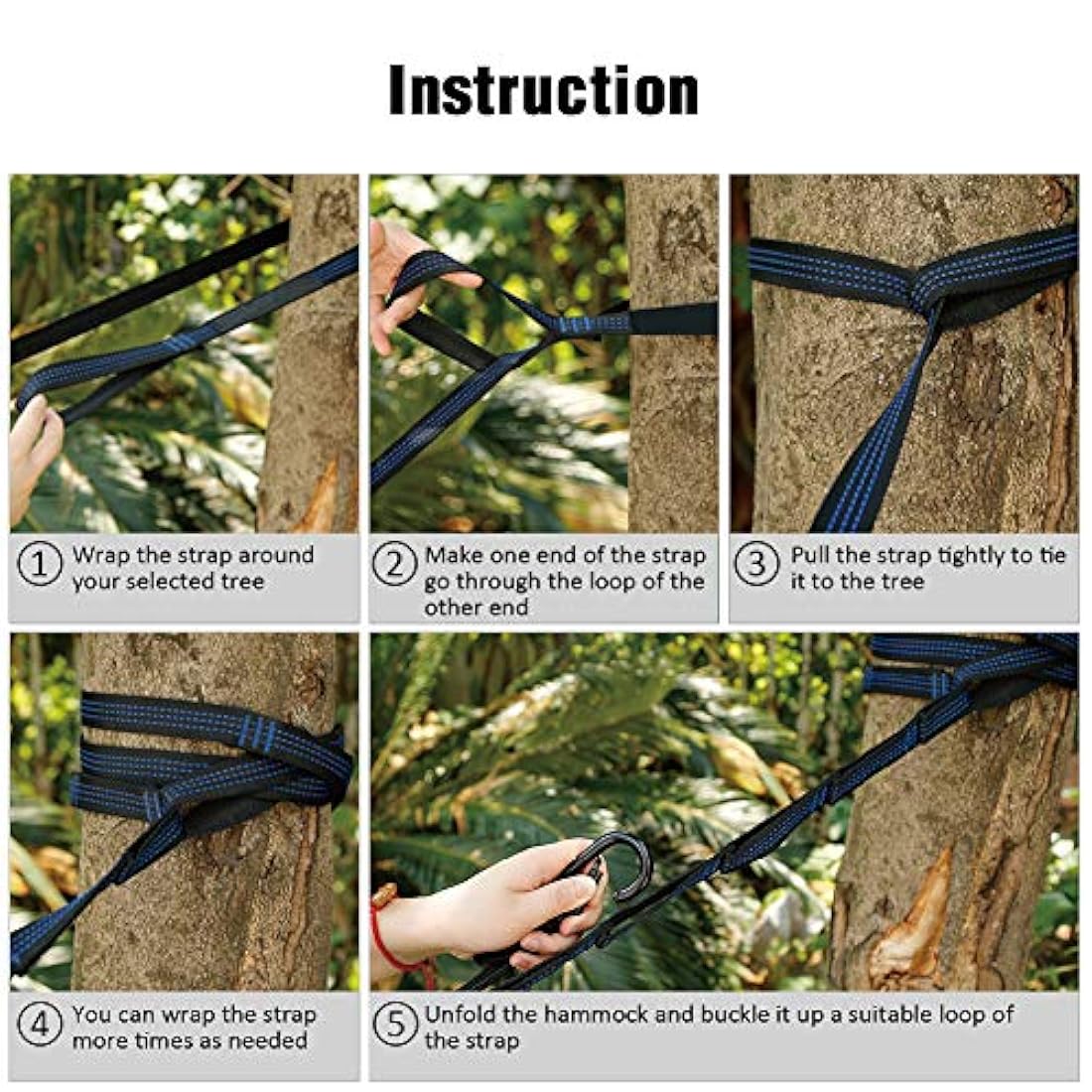 Hamaca portátil doble e individual con 2 correas árboles