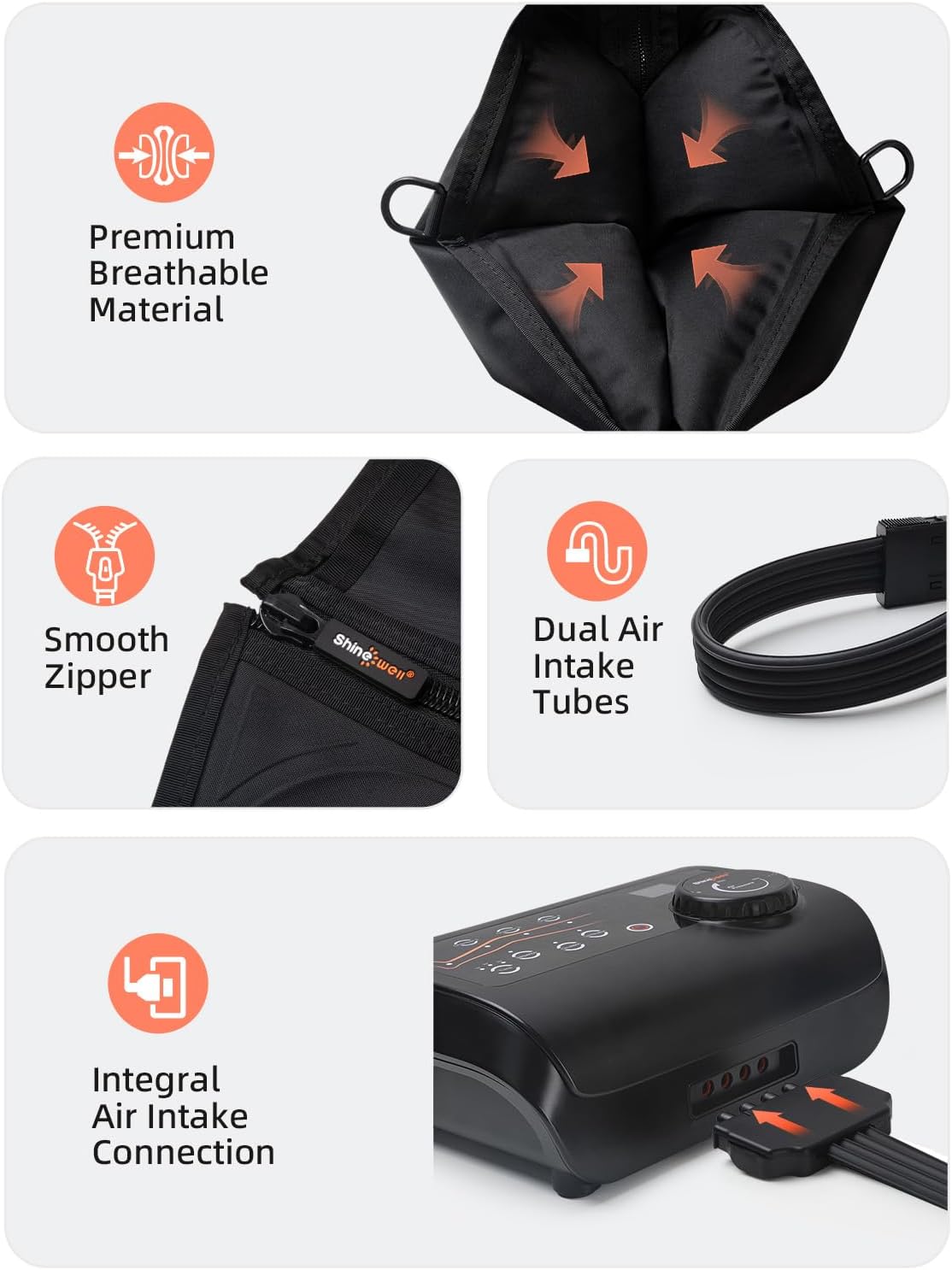 Masajeador de Piernas SHINE WELL, Compresión, 11 Intensidades, Pequeño