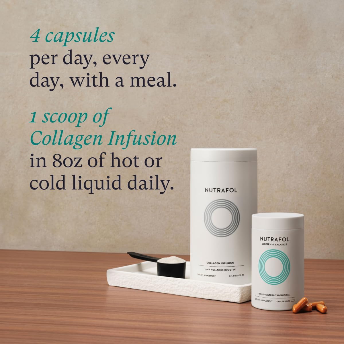 Suplemento capilar con péptidos de colágeno para mujer 45+