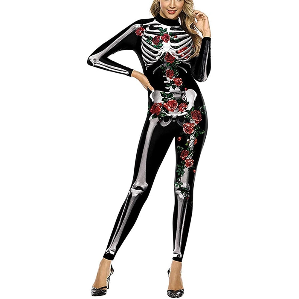 Disfraces de Halloween de esqueleto talla L rojo y blanco