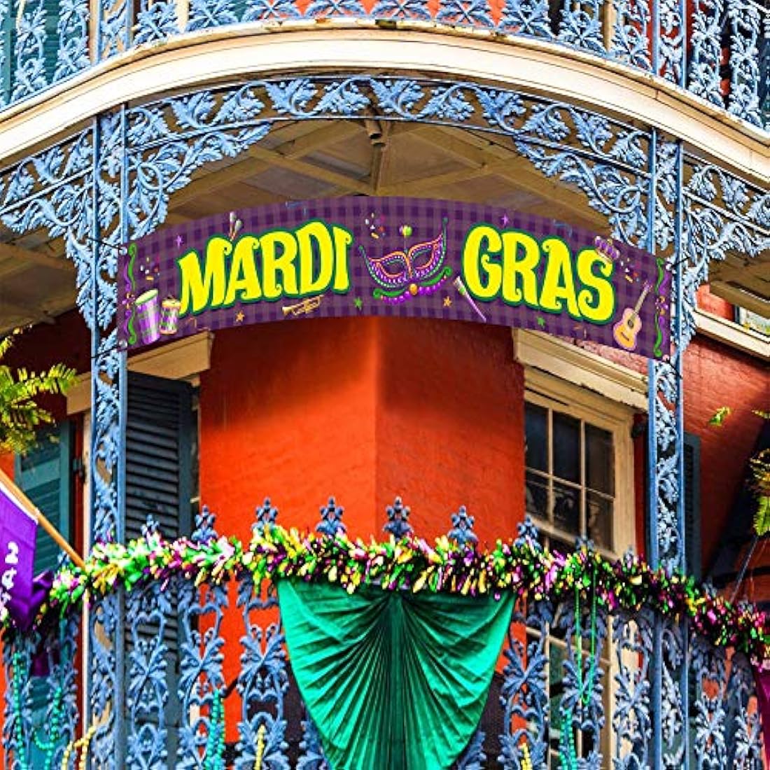 Bandera grande de Mardi Gras para valla