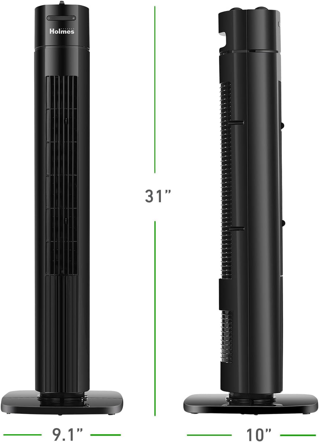 HOLMES Ventilador Torre Manual 31, 3 Velocidades, Oscilación 70°