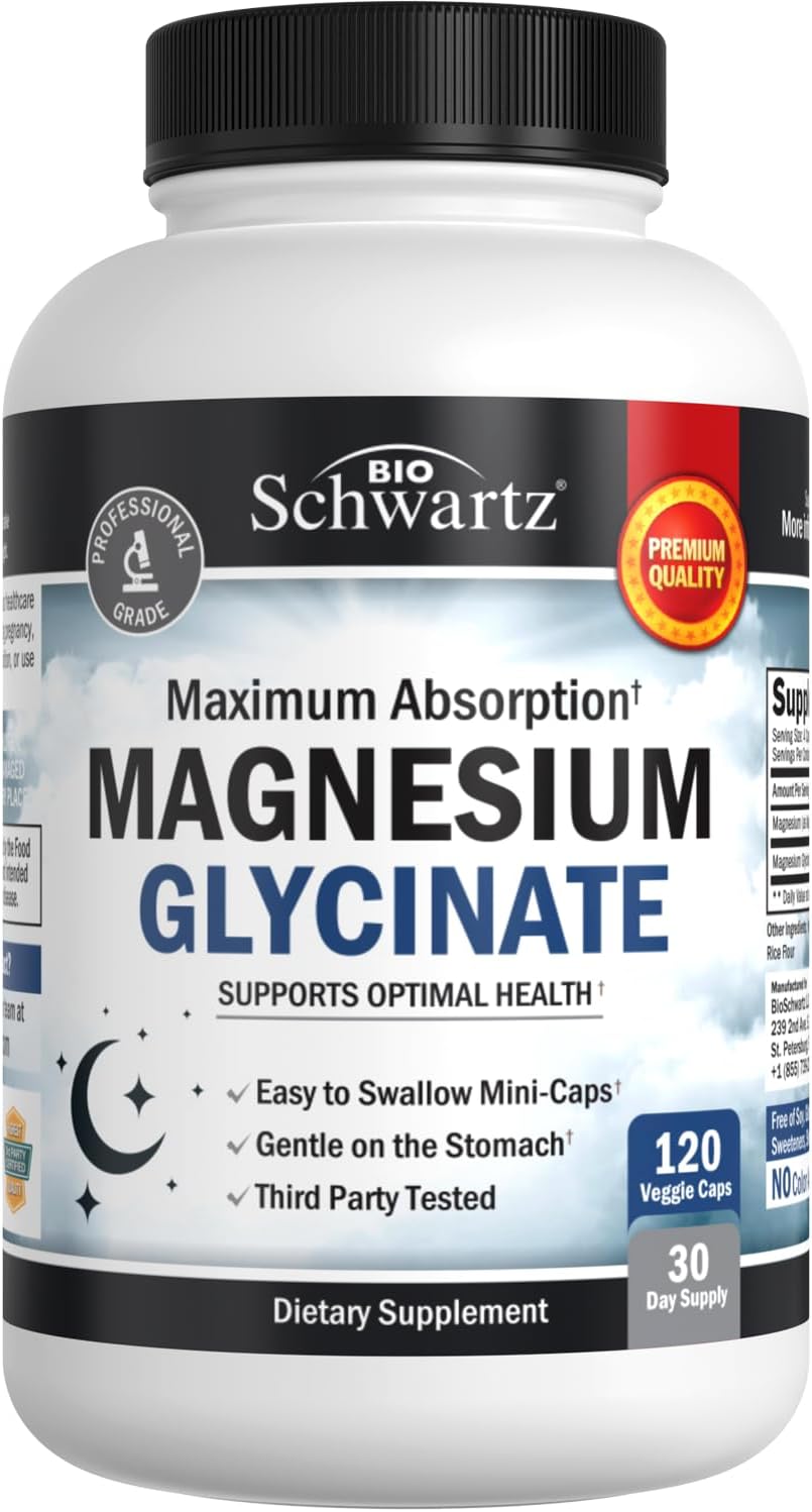 Suplemento de Magnesio Glicinato 500 mg para Sueño y Salud