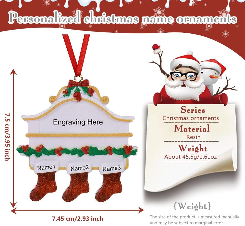 Adornos Navideños Personalizados 2024 - 3 Nombres para Familia
