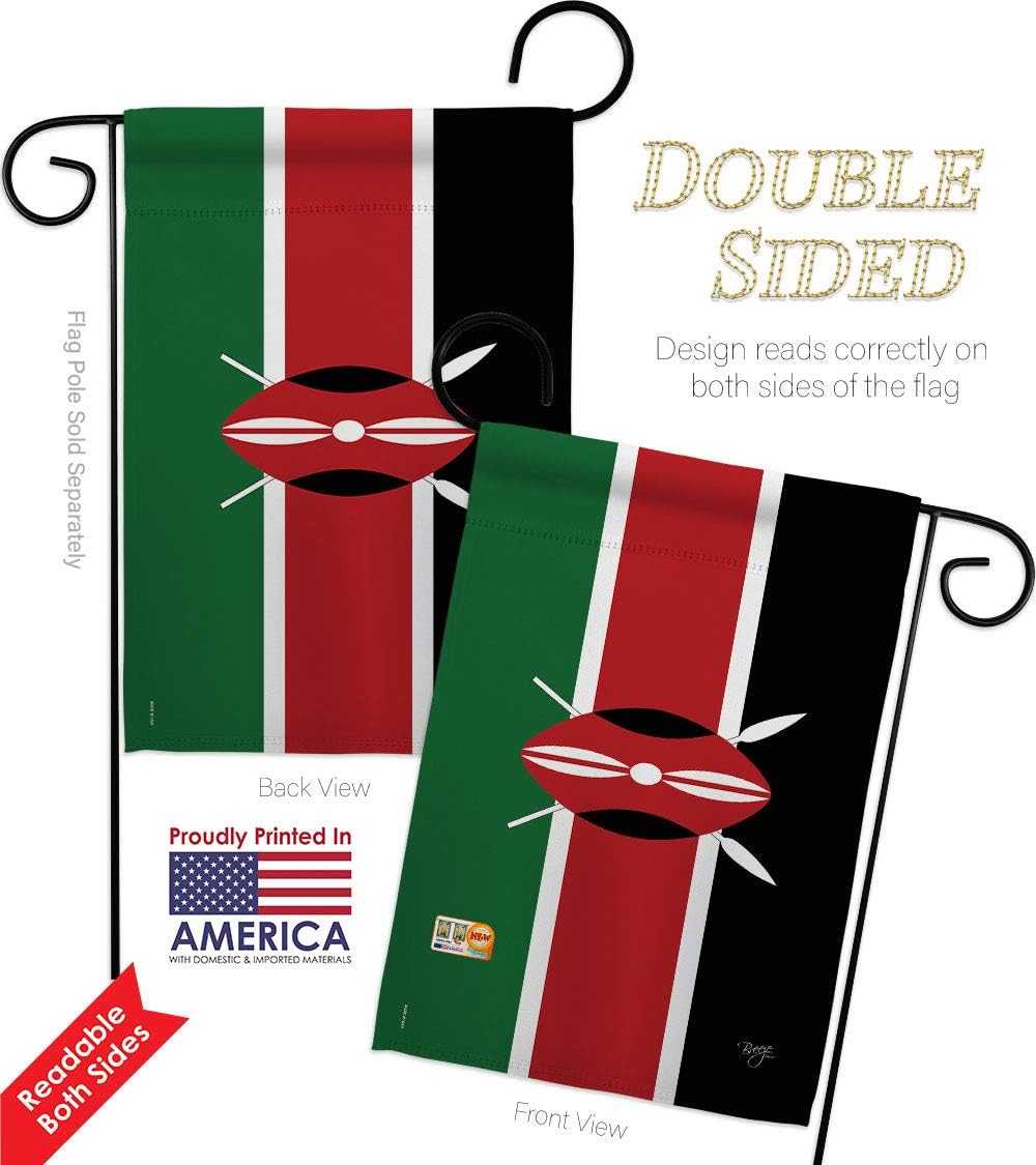 Breeze Decor HG108242 Banderas de Kenia de la Nacionalidad Mundial Impresiones Casa Vertical Decorativa 28 X 40 Jardín 13 18.5 Bandera de Doble Cara Colección