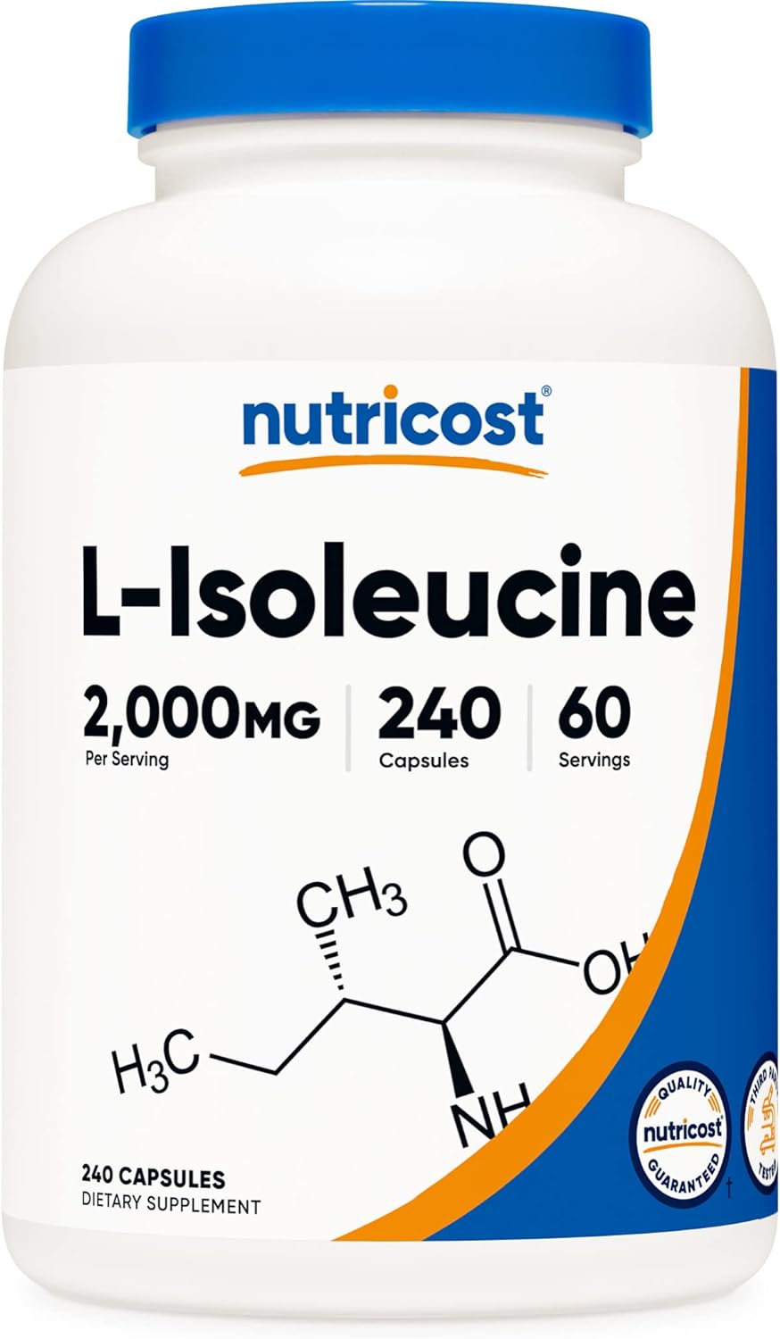 Suplemento Nutricost L-isoleucina 2000mg por porción 240 cáp