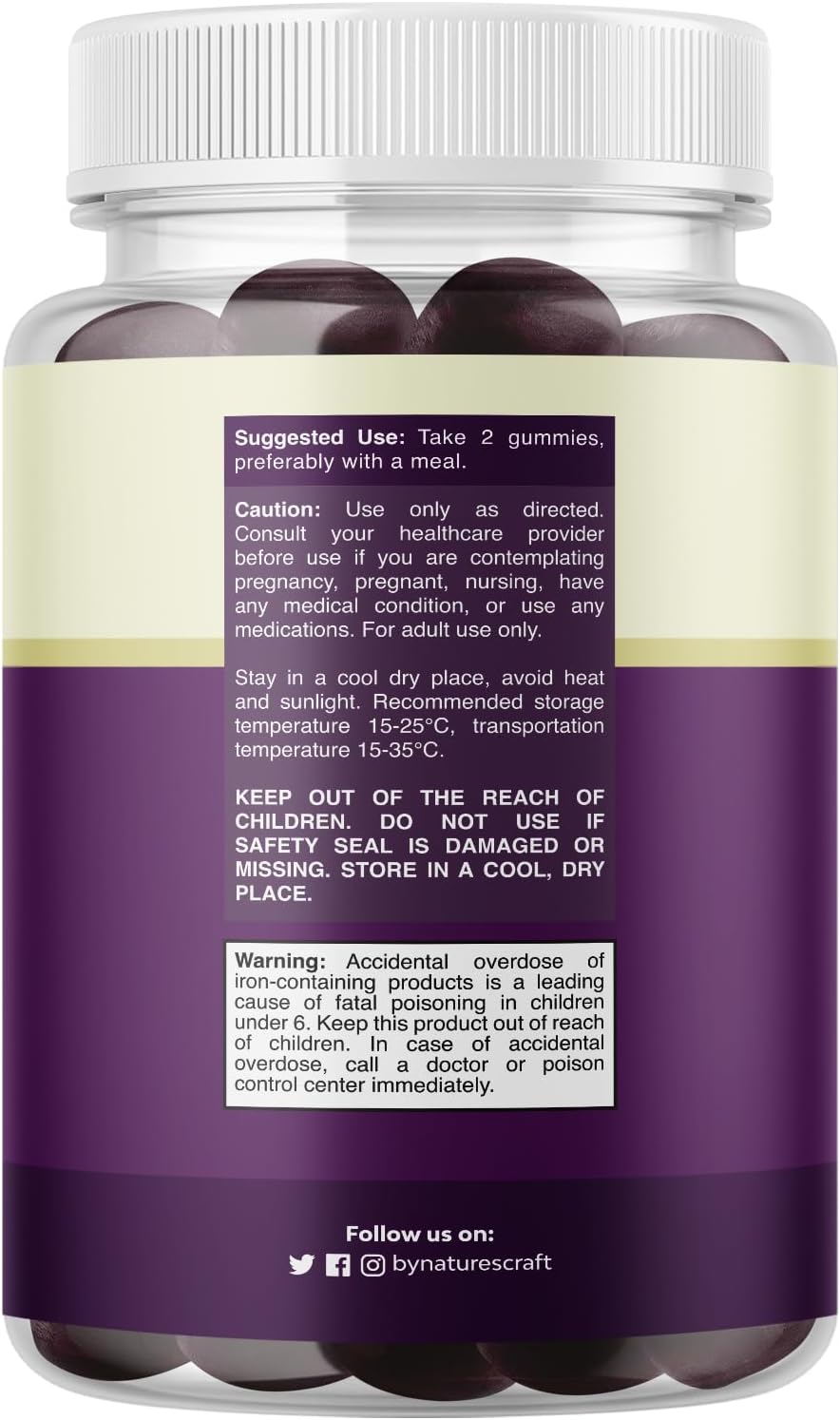 Suplemento gomitas de hierro suave para mujeres y hombres