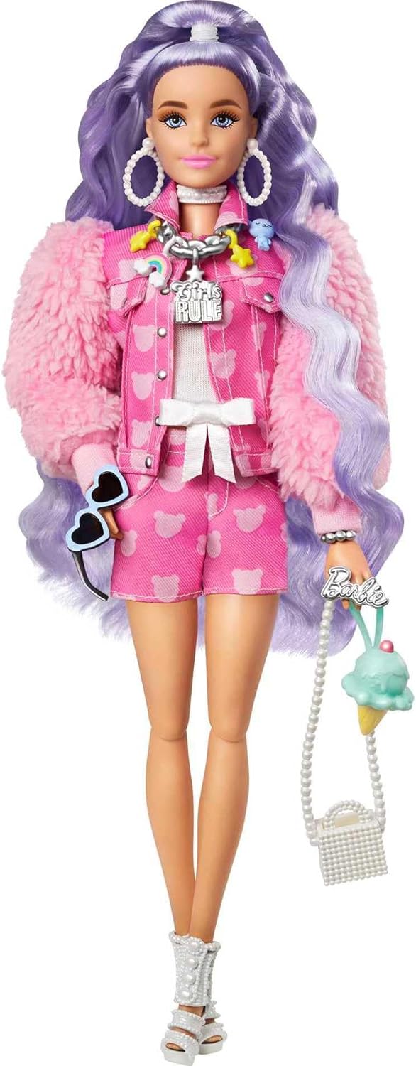 Barbie Extra Muñeca y Accesorios con Pelo Largo y Perrito