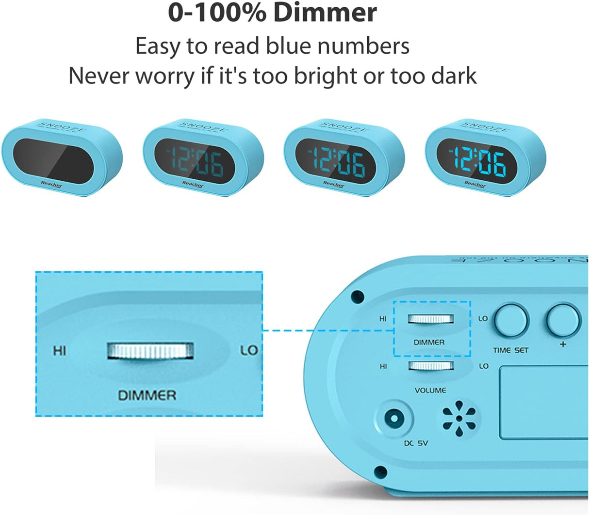 Reloj Despertador Infantil con Snooze, Dimmer y Volumen Ajustable