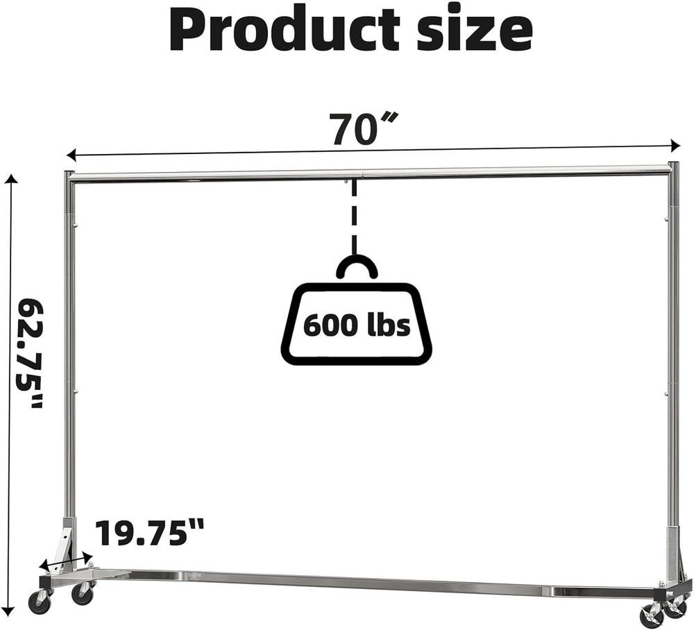 Perchero Industrial con Ruedas, 70in, 600lb, Extra Largo