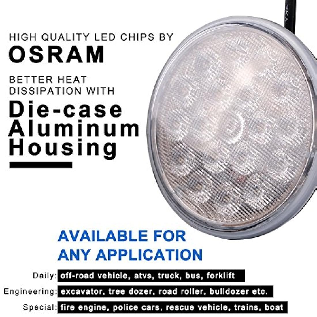 Luz LED PAR36 18 W para tractores, aplicaciones industriales