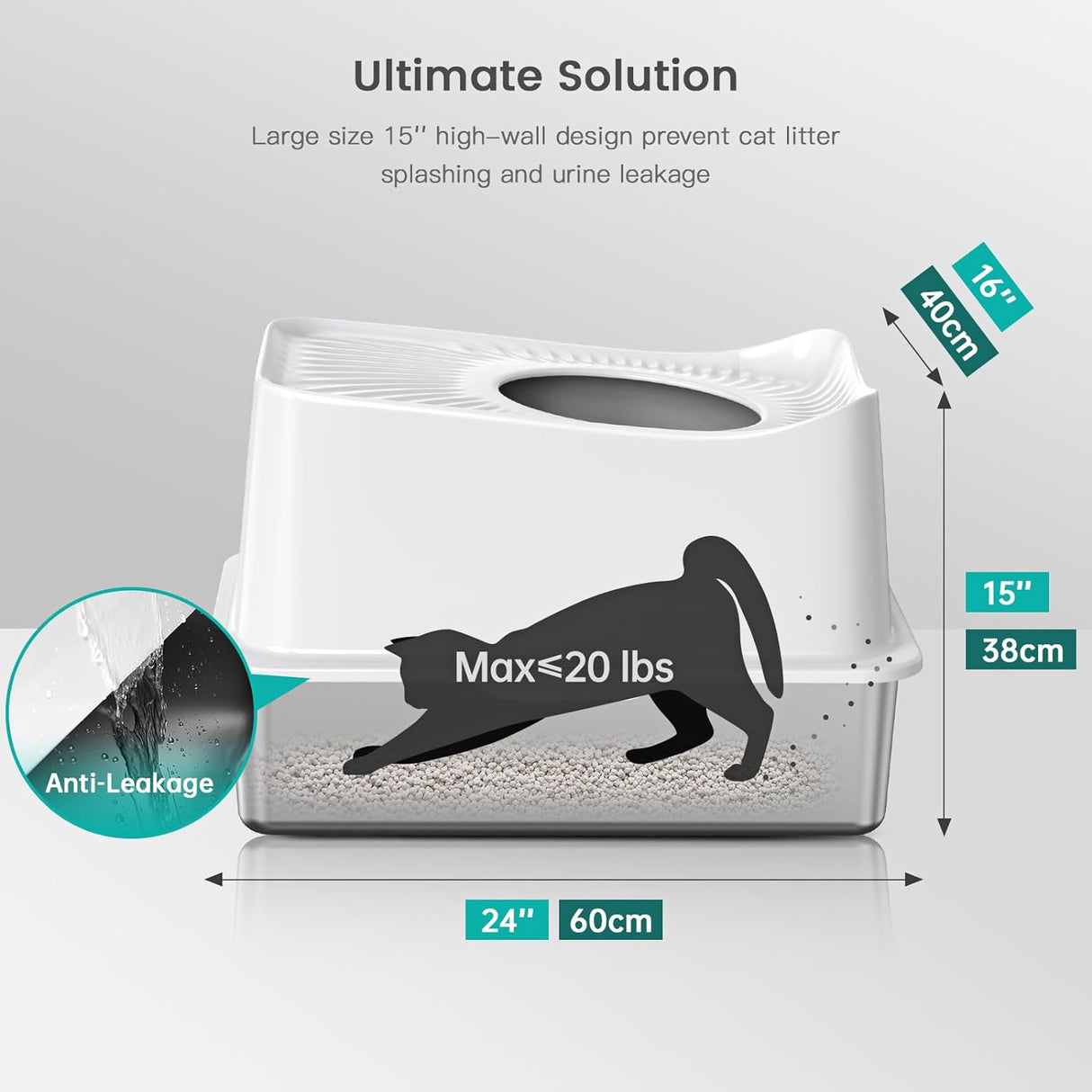 Caja de arena para gatos de acero inoxidable WoofiGo