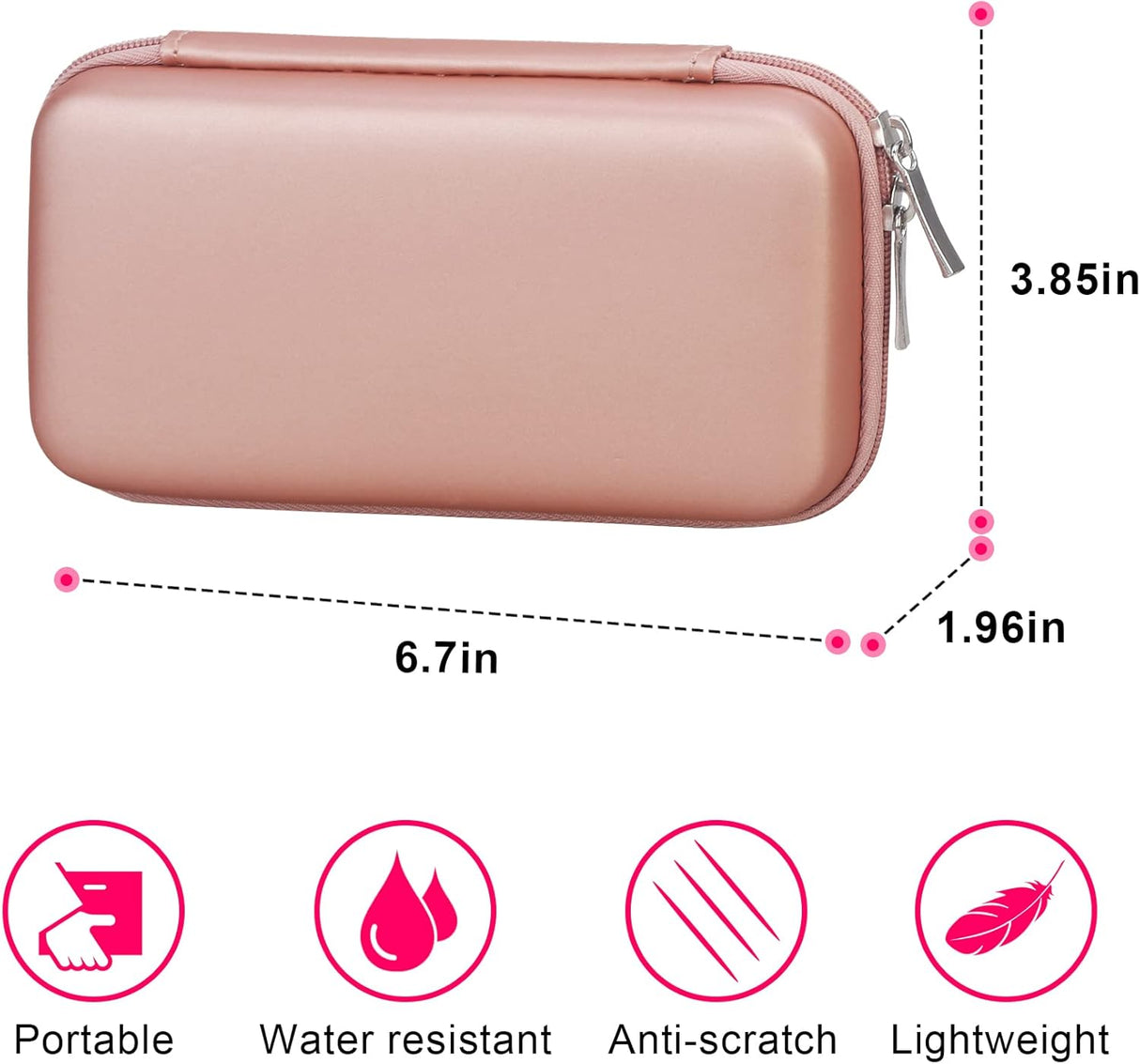 Elonbo Estuche rígido de viaje para Anker 622/633 / 521 batería magnética (MagGo), cargador portátil inalámbrico plegable magnético de almacenamiento de banco de energía, bolsillo de malla adicional para cable de carga, oro rosa