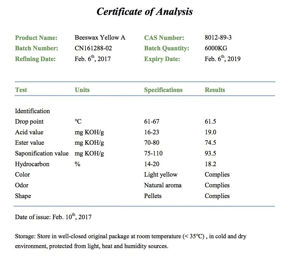 Cera de abejas filtrada triple grado cosmético de 1 lb.