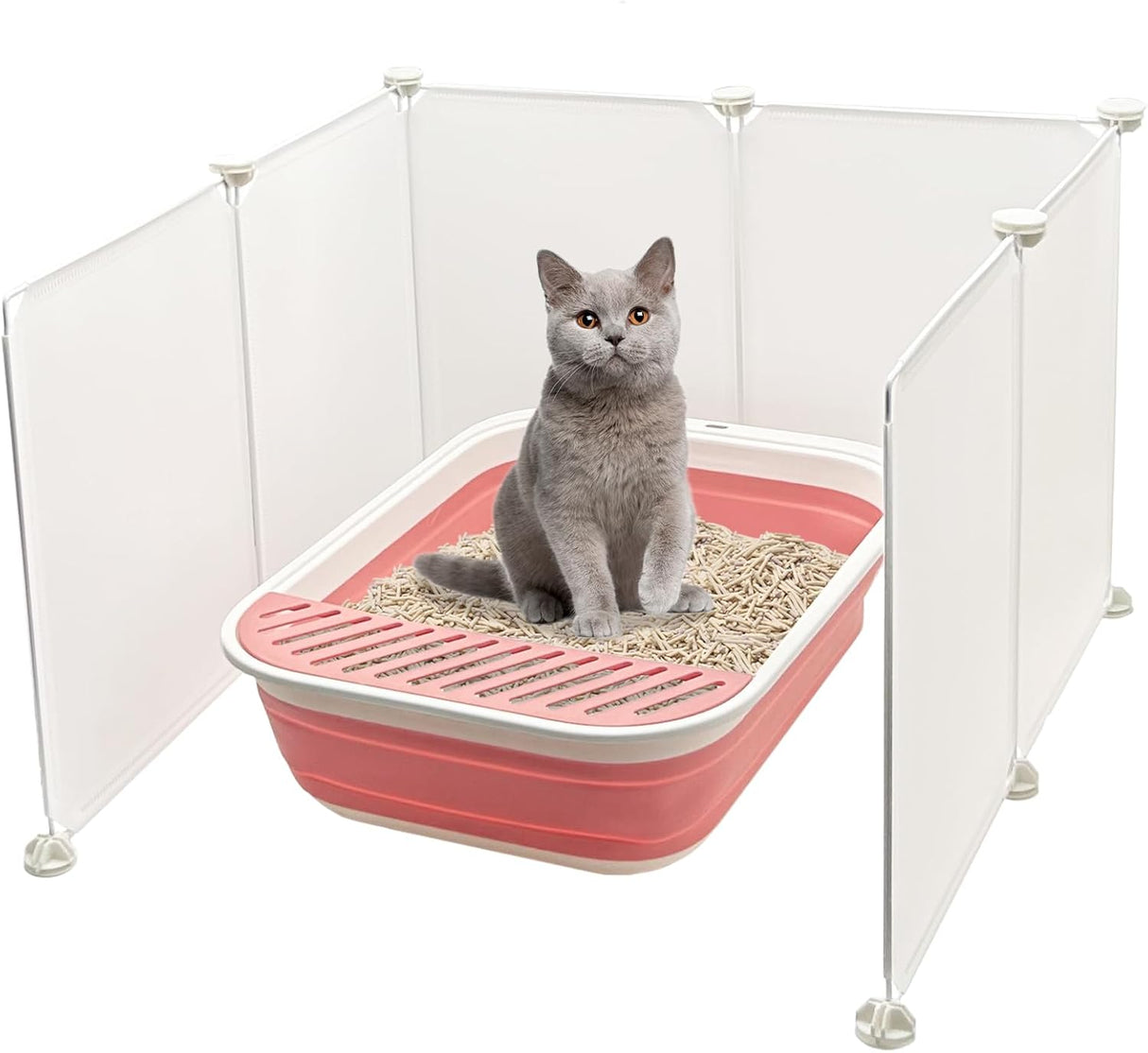 Caja de arena para gatos con protector contra salpicaduras