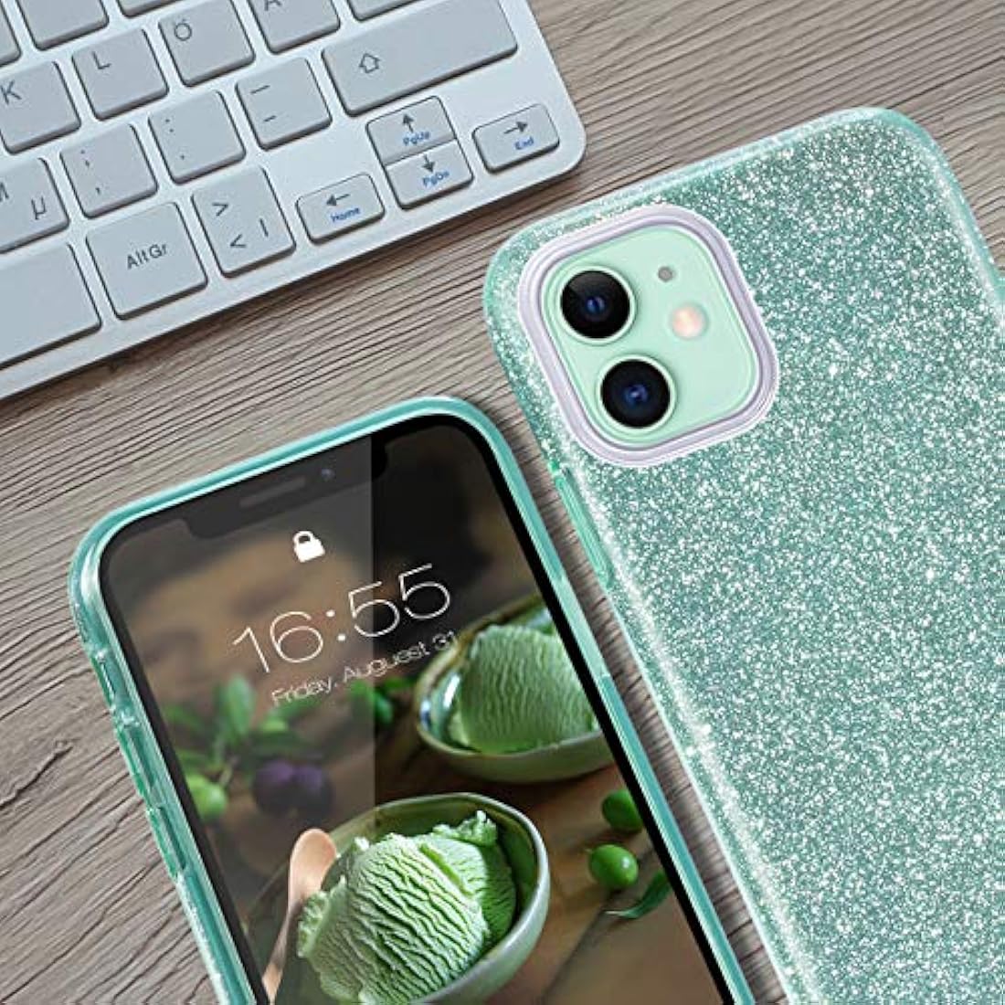 MATEPROX - Carcasa para iPhone 2019, diseño de brillantes