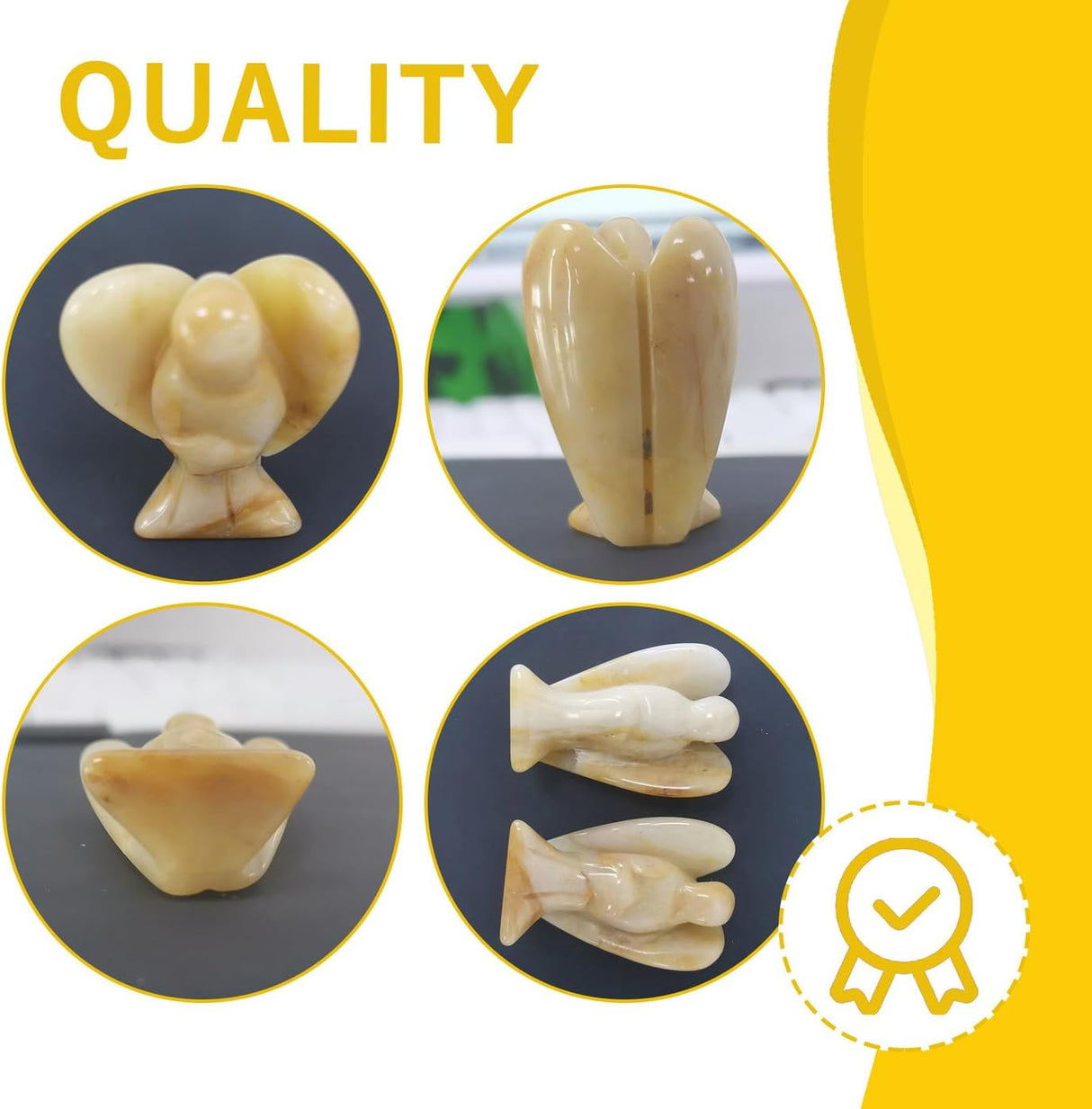 QINJIEJIE Cristales de jade amarillo, decoración de ángel