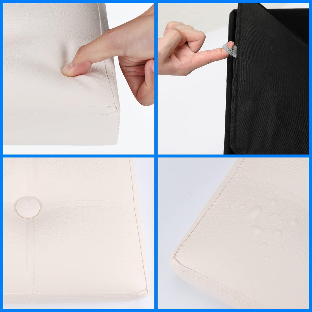 Ottomán de almacenamiento, taburete plegable con asiento acolchado