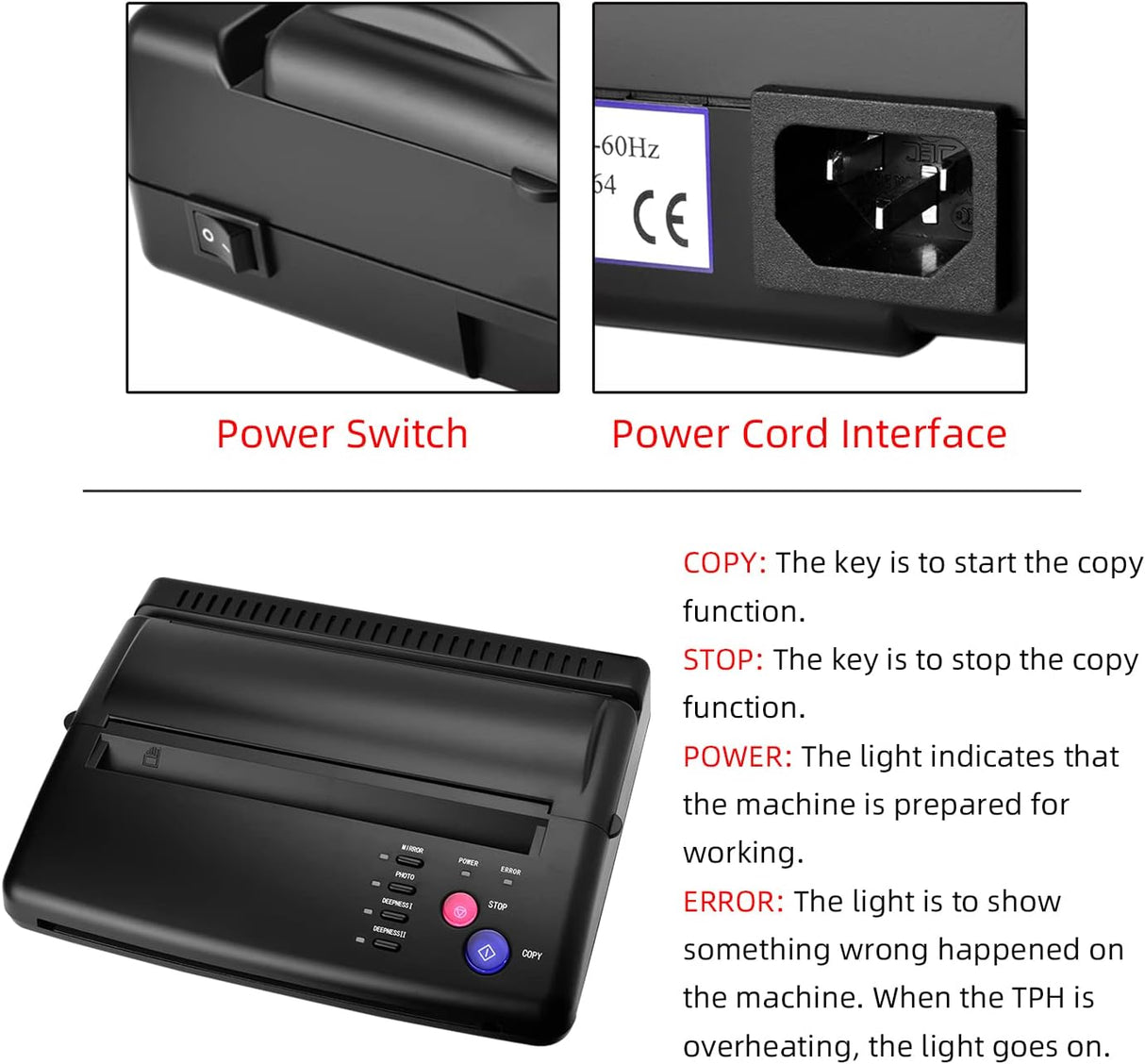 ATOMUS Máquina de transferencia de tatuajes Impresora Tatuaje Transferencia Stencil Máquina Copiadora 116F