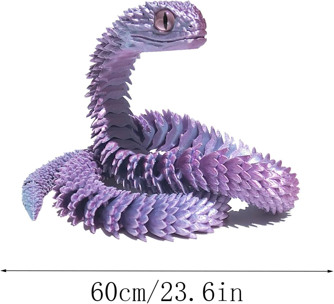 Juguete de serpiente impresa en 3D, flexible y articulada.