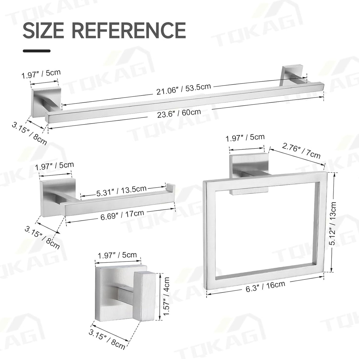 Juego de Accesorios de Baño Montados en Pared SUS304 5 Piezas