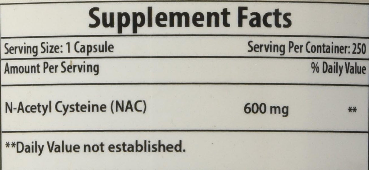 Suplementos Alimenticios NAC N-acetil-cisteína 600 mg