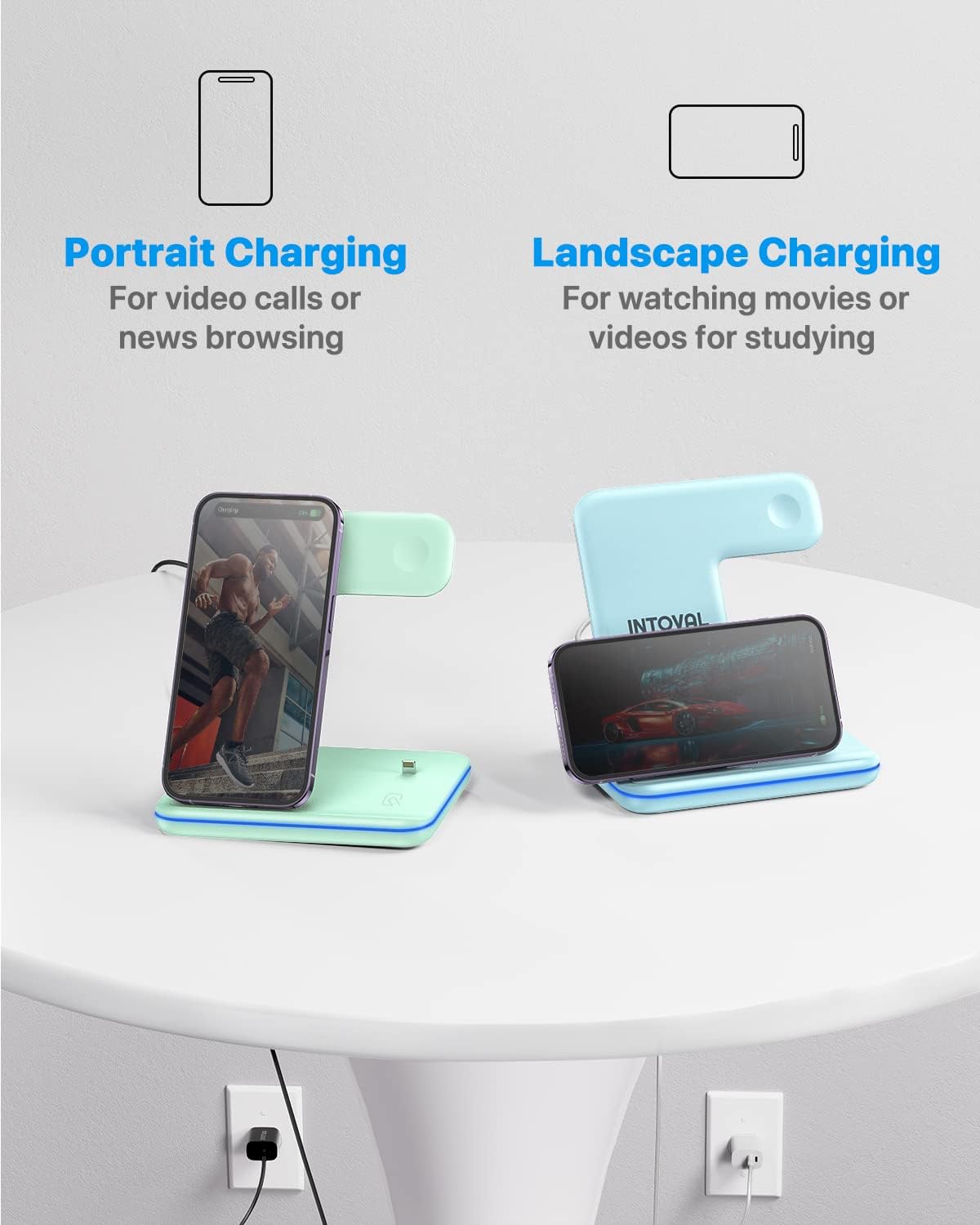 Cargador inalámbrico 3 en 1 para azul niebla