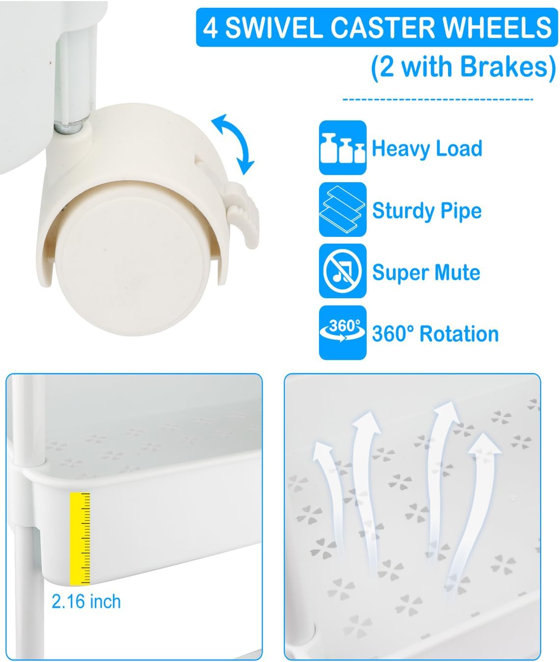 Organizador de Pañales 3 Niveles con Ruedas - Caddy Móvil