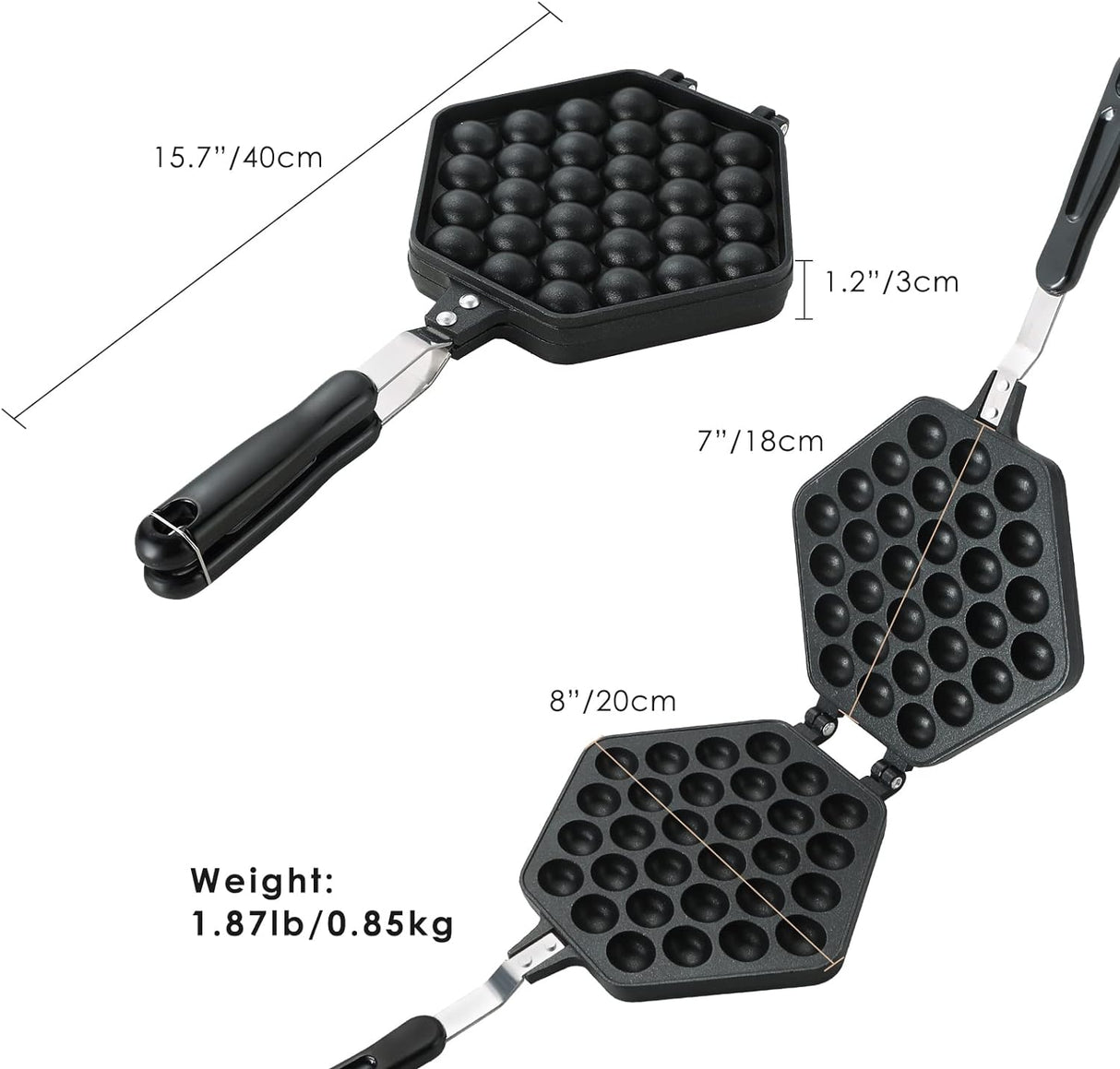 Máquina de Waffles MAOPINER, molde antiadherente, doble cara