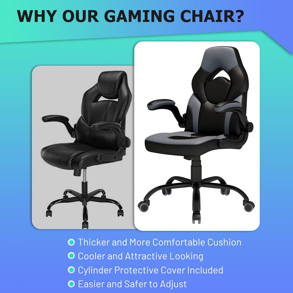 Silla Gaming ergonómica de cuero, Negro QSCH Wonder Comfort