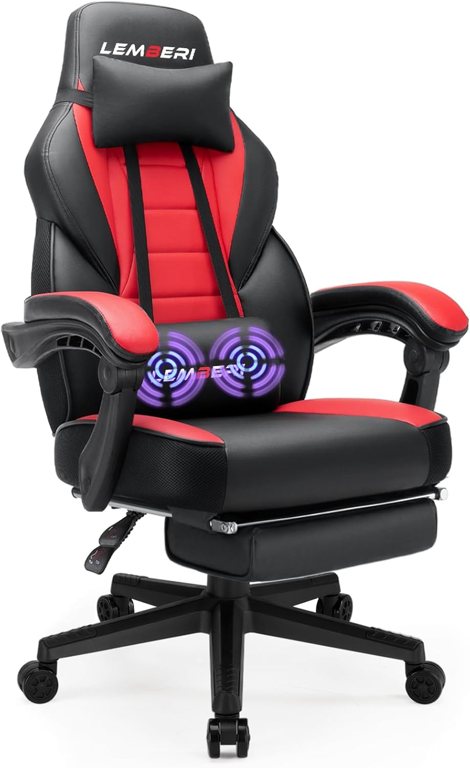 Silla de videojuegos con reposapiés, soporte lumbar y modelo Racing