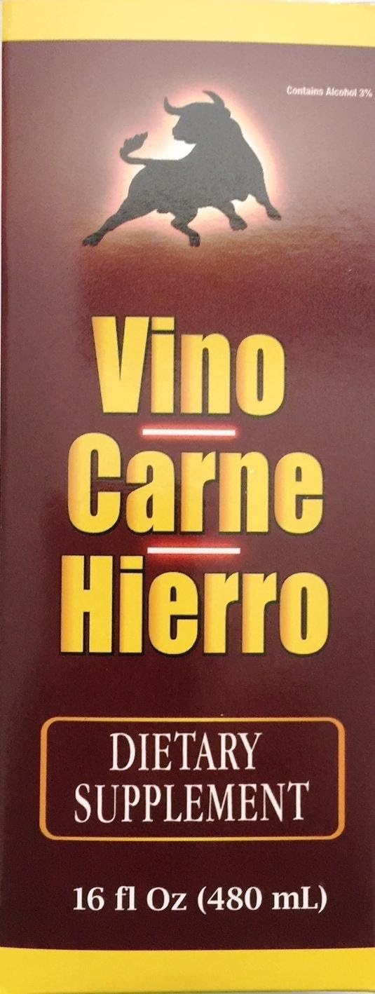 Suplemento Vino Carne Hierro 16 Fl oz. Paquete de 2
