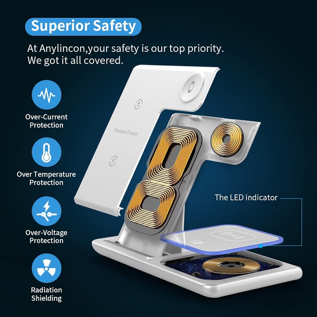 Cargador inalámbrico 3 en 1 estación de carga