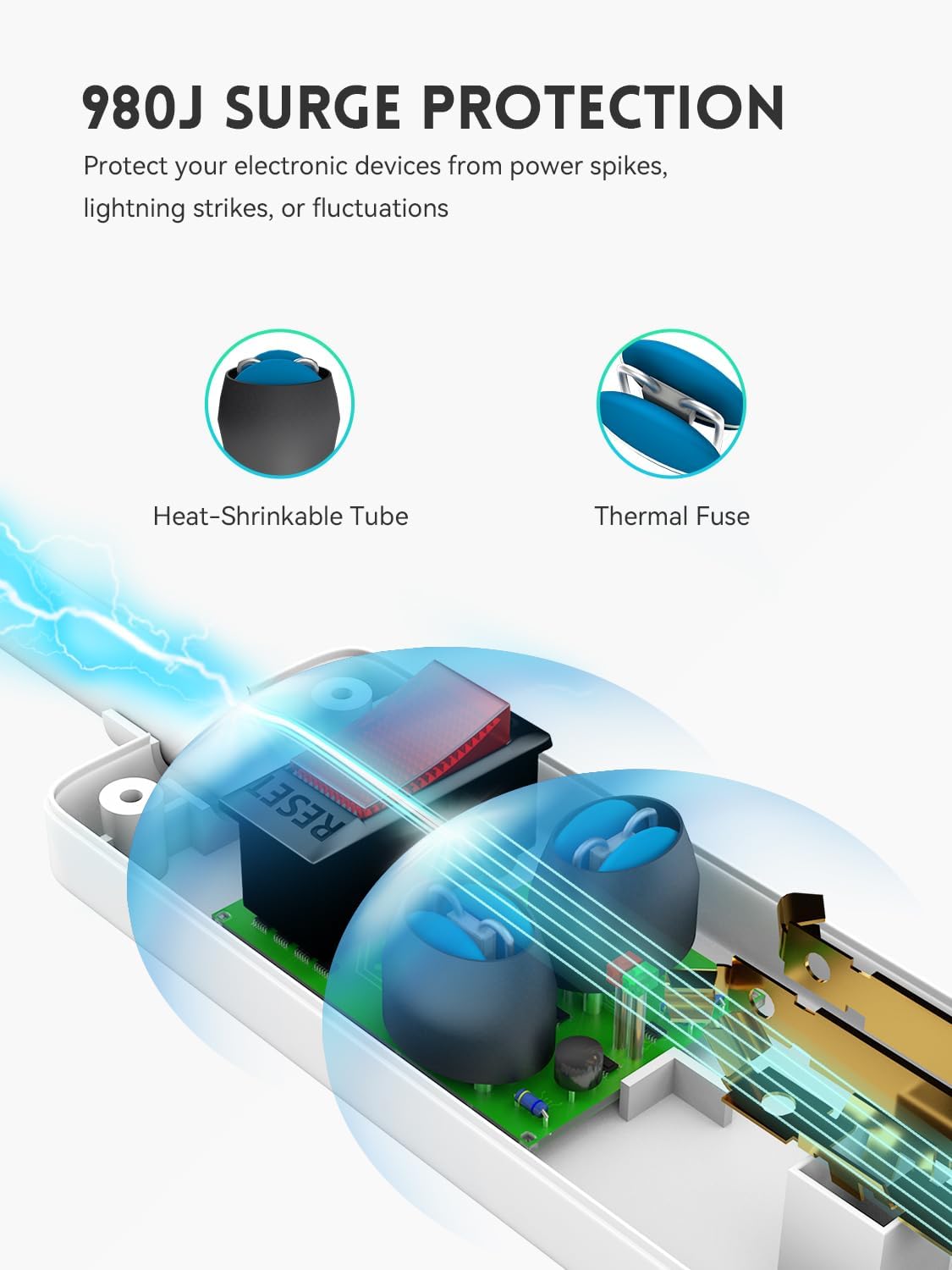 PLUGTUL Paquete de 2 protectores de sobretensión (980 julios)