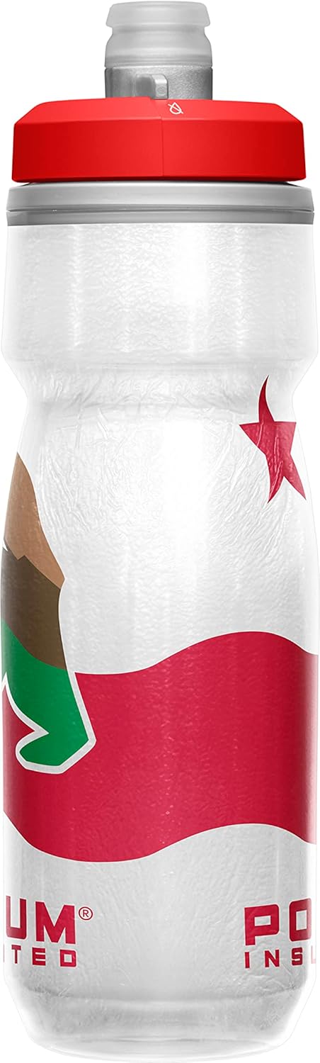 CamelBak Podium Chill Botella de agua aislada para bicicleta, botella fácil de apretar, se adapta a la mayoría de jaulas de bicicleta, 21 onzas, California