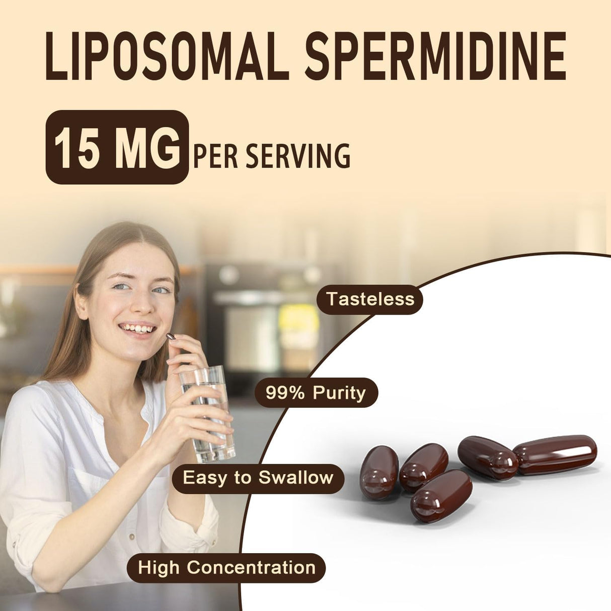 Suplemento de Espermidina 15 mg - Alta Absorción, 120 Cápsulas