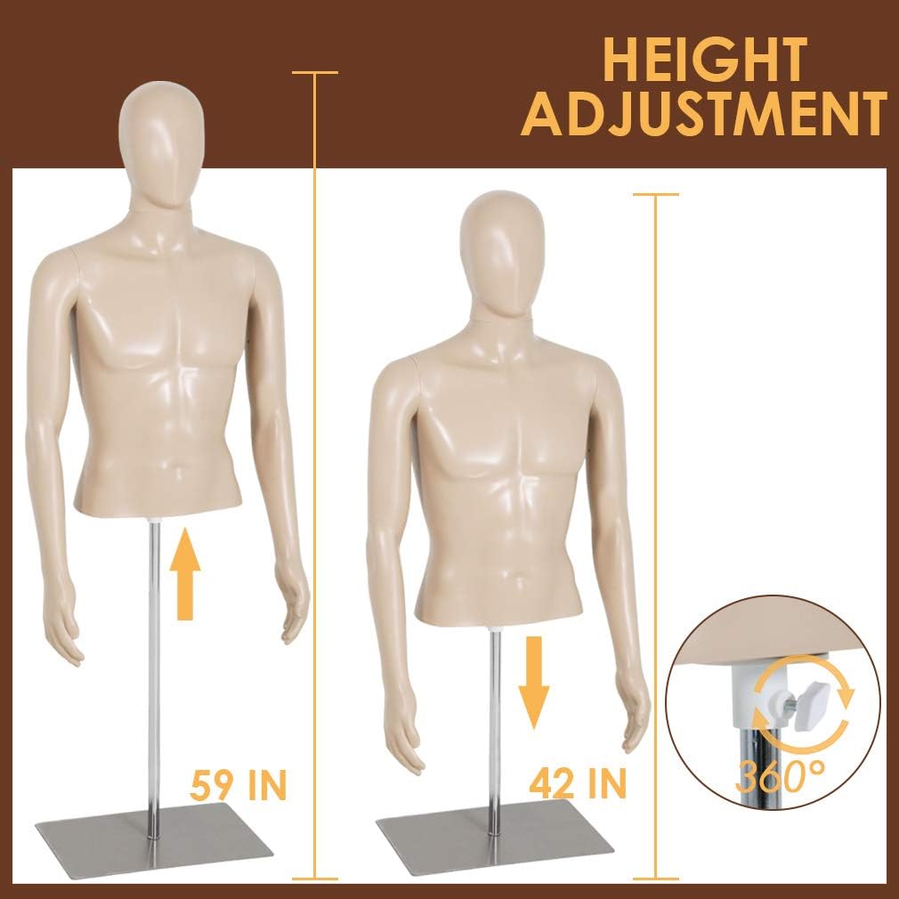 Maniquí Masculino Ajustable 42-59 Base Metal - Modelo Torso